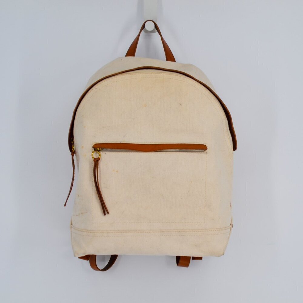 Madewell The Charleston Backpack in Beige Vintage Canvas Italian Leather Trim
